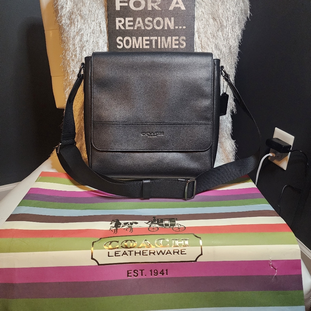 Coach Black Leather Messenger Bag